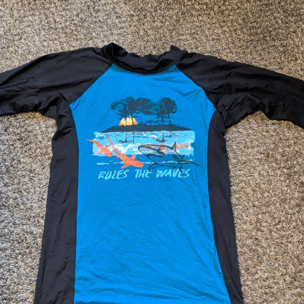 Childrens Place Blue and Black Boys Rash Guard
